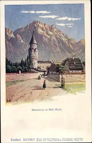 Künstler Ak Hall in Tirol, Münzthurm