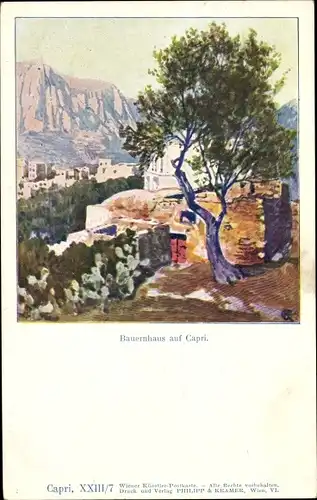 Künstler Ak Capri Campania, Blick auf das Bauernhaus