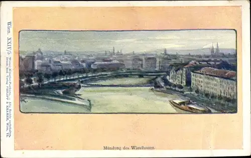 Passepartout Ak Wien, Mündung des Wienflusses