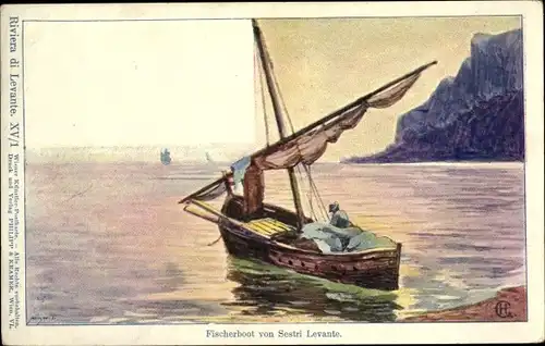 Künstler Ak Sestri Levante Liguria, Fischerboot