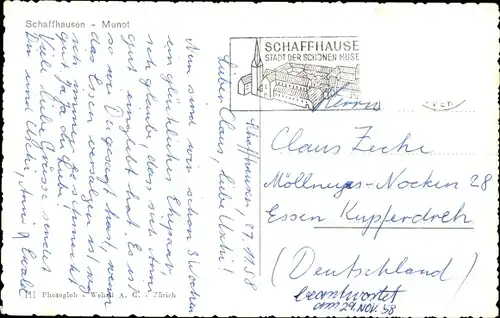 Ak Schaffhausen am Rhein Schweiz, Munot, Schweizer Flagge