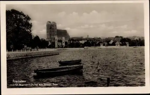 Ak Prenzlau in der Uckermark, St. Marien Kirche am Uckersee