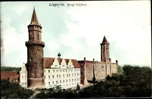 Ak Legnica Liegnitz Schlesien, Ansicht vom Königlichen Schloss, Zamek