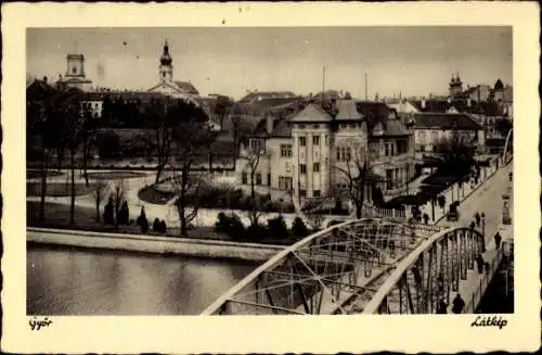 Ak Győr Ungarn, Latkip, Teilansicht, Brücke