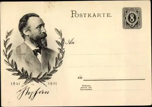 Ganzsachen Ak Heinrich von Stephan, Generalpostdirektor, Jubiläum 1931