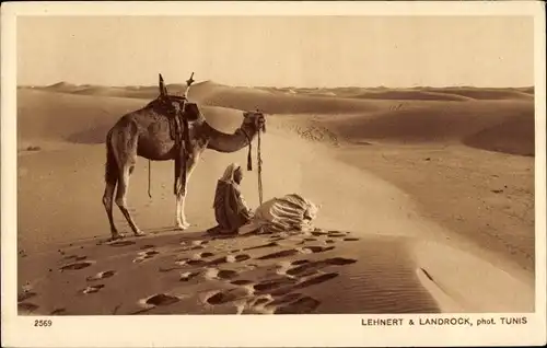 Ak Paysages d'Orient, la priere, Kamel, Araber beim Gebet, Maghreb