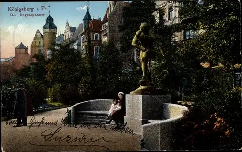 Ak Kaliningrad Königsberg Ostpreußen, Der Bogenspanner, Plastik