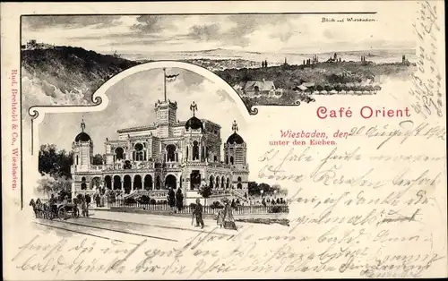 Litho Wiesbaden in Hessen, Cafe Orient, Stadtbild