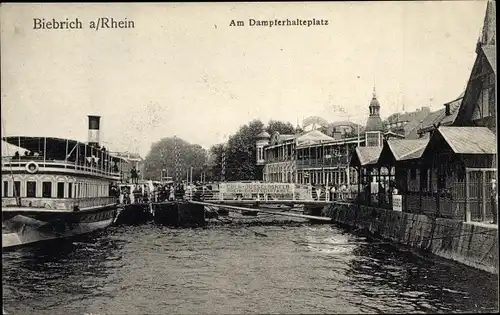 Ak Biebrich am Rhein Wiesbaden, Dampferhalteplatz