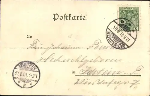 Litho Bad Nauheim im Wetteraukreis Hessen, Kurhaus, Kurbrunnen, Gesamtansicht