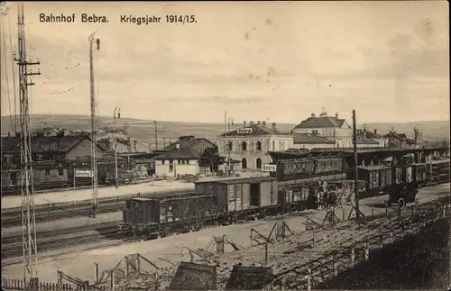 Ak Bebra an der Fulda Hessen, Bahnhof, Gleisseite, Eisenbahn, 1. WK