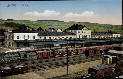 Ak Bebra an der Fulda Hessen, Bahnhof, Gleisseite, Eisenbahn