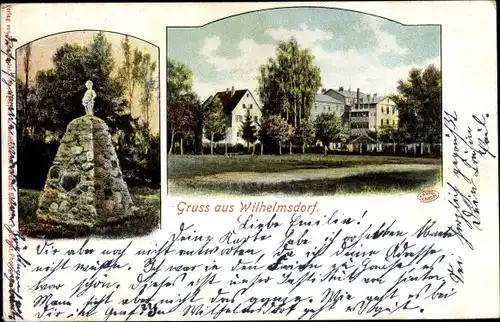 Ak Wilhelmsdorf in Württemberg, Ortsansicht, Denkmal