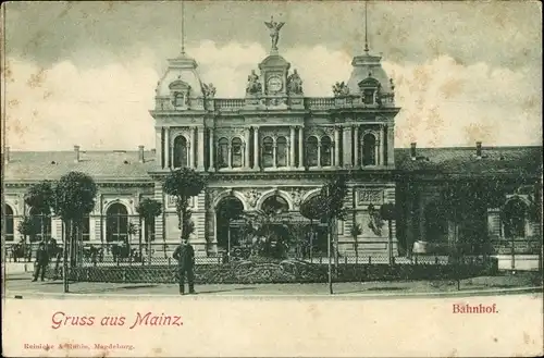 Ak Mainz am Rhein, Bahnhof Vorplatz