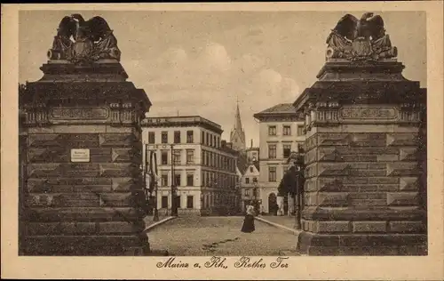 Ak Mainz am Rhein, Blick durchs Rote Tor