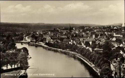 Ak Werden Essen im Ruhrgebiet, Gesamtansicht, Blick vom Pastoratsberg