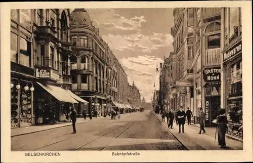 Ak Gelsenkirchen im Ruhrgebiet, Bahnhofstraße, Geschäfte