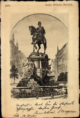 Künstler Ak Köln am Rhein, Kaiser Wilhelm Denkmal