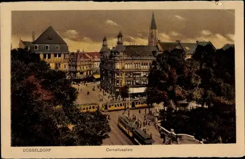 Ak Düsseldorf am Rhein, Corneliusplatz, Straßenbahn