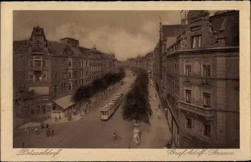 Ak Düsseldorf am Rhein, Graf Adolf Straße, Straßenbahn