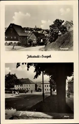 Ak Jöhstadt im Erzgebirge Sachsen, Straßenpartie, Teilansicht, Markt