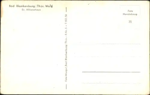 Ak Bad Blankenburg Thüringer Wald, Evangl. Allianzhaus