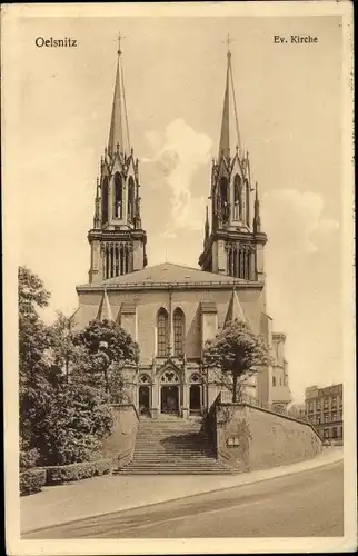 Ak Oelsnitz im Vogtland, Evang. Kirche