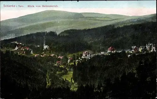 Ak Schierke Wernigerode am Harz, Blick von Helenenruh auf den Ort