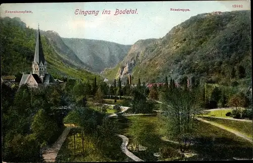 Ak Thale im Harz, Bodetal, Teilansicht mit Kirche