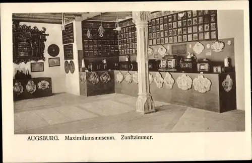 Ak Augsburg in Schwaben, Maximiliansmuseum, Zunftzimmer