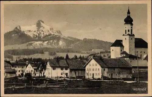 Ak Wertach im Allgäu, Teilansicht mit Grünten