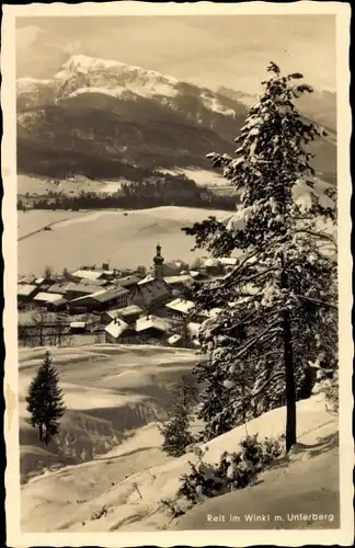 Ak Reit im Winkl Oberbayern, mit Unterberg, Winter, Schnee