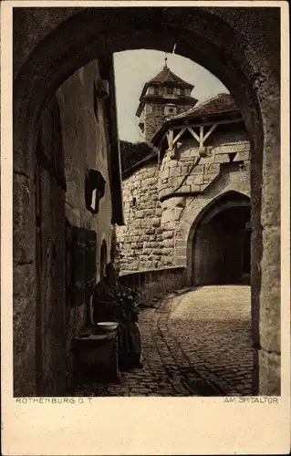 Ak Rothenburg ob der Tauber Mittelfranken, Am Spitaltor