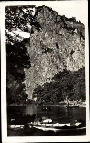 Ak Bad Münster am Stein Ebernburg, Felsen, Boote