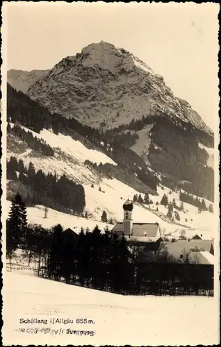 Foto Ak Schöllang Oberstdorf im Oberallgäu, Teilansicht, Winter
