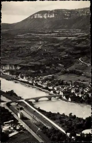 Ak Sault Brénaz Ain, Vue generale sur la Ville et le Rhone