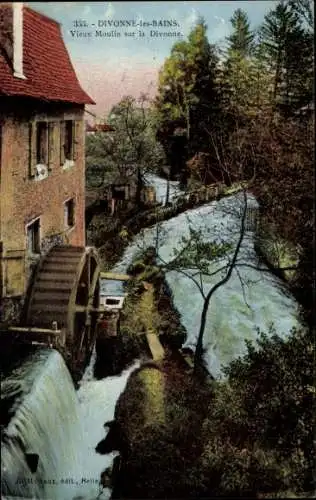 Ak Divonne les Bains Ain, Vieux Moulin, Wassermühle