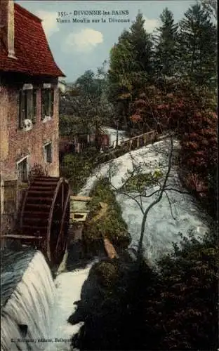 Ak Divonne les Bains Ain, Vieux Moulin, Wassermühle
