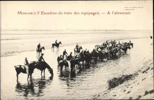 Ak Moulins Allier, A l'Abreuvoir, 13 Escadron du train des equipages