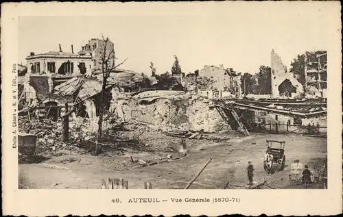 Ak Paris XVI., Auteuil, ruines, Vue générale