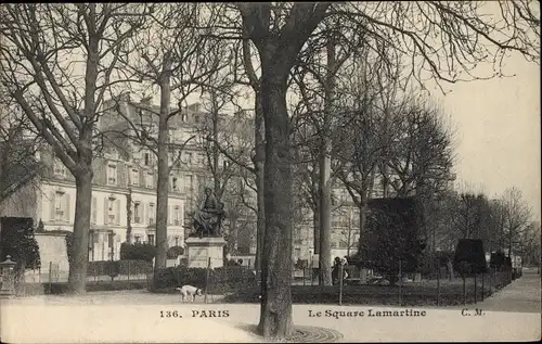 Ak Paris XVI. Arrondissement Passy, Le Square Lamartine