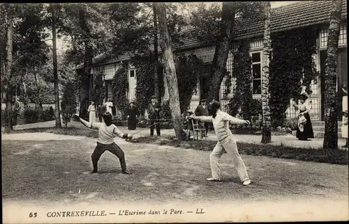 Ak Contrexéville Lothringen Vosges, L'Escrime dans le Parc