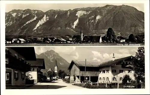 Ak Piding im Berchtesgadener Land Oberbayern, Totale, Untersberg, Dorfstraße