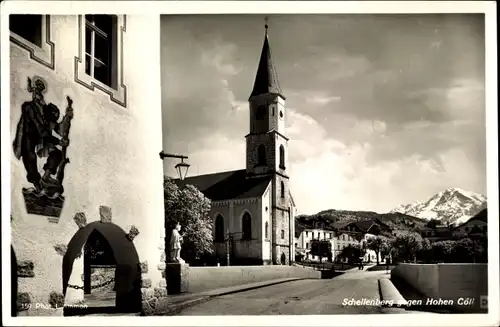 Ak Marktschellenberg Markt Schellenberg in Oberbayern, Ortspartie mit Kirche