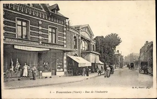 Ak Fourmies Nord, Rue de l'Industrie, Boucherie