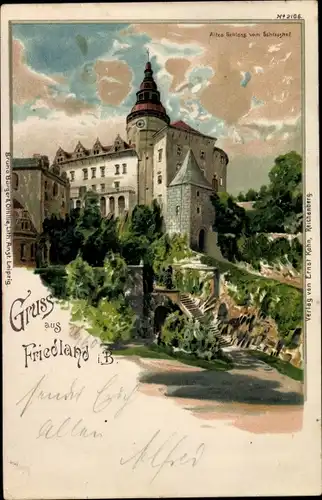 Litho Frýdlant v Čechách Friedland in Böhmen Reg Reichenberg, Altes Schloss
