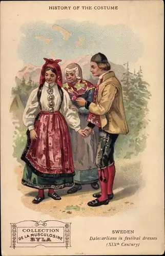 Ak Schwedische Volkstrachten, Reklame Musculosine Byla