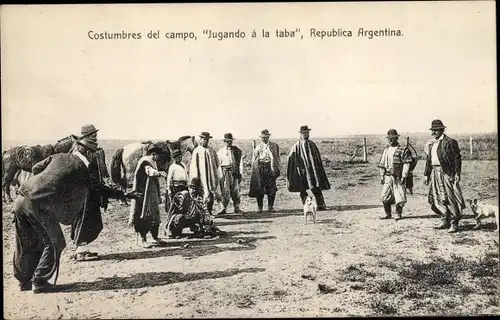 Ak Argentinien, Costumbres del campo, Jugando á la taba