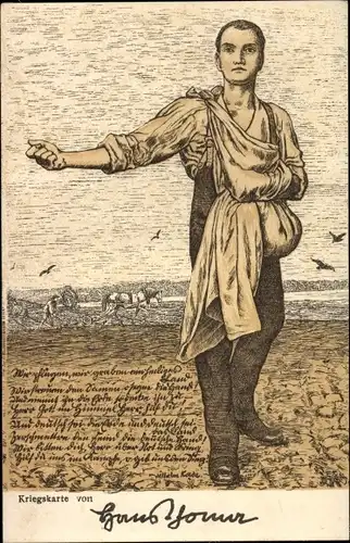 Künstler Ak Bauer bei der Saat auf dem Feld