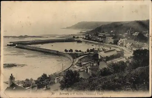 Ak Saint Aubin Kanalinsel Jersey, General View